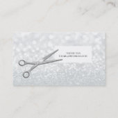 Silberschere Weißer Glitzer Chic Hair Stylist Visitenkarte (Rückseite)