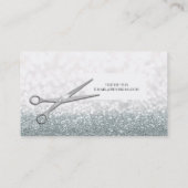 Silberschere Weißer Glitzer Haarstil Visitenkarte (Rückseite)
