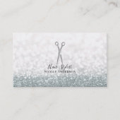 Silberschere Weißer Glitzer Haarstil Visitenkarte (Vorderseite)