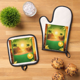 Silberschild-gequilter Ofen-Mitt Ofenhandschuh & Topflappen-Set