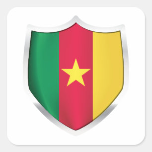 Silberschildflagge in Kamerun Quadratischer Aufkleber