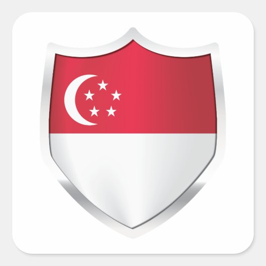 Silberschildflagge in Singapur Quadratischer Aufkleber (Vorderseite)
