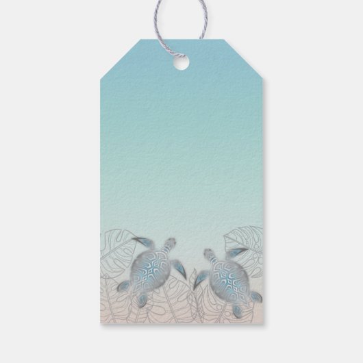 Silberschildkröten Beach Hochzeitungs-Begrüßungsta Geschenkanhänger (Rückseite)