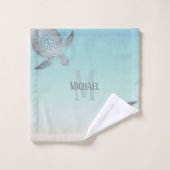 Silberschildkröten Initialen Ihren Namen Türkis Be Badhandtuch Set (Waschlappen)