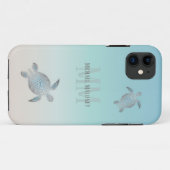 Silberschildkröten Initialen Ihren Namen Türkis Be Case-Mate iPhone Hülle (Rückseite (Horizontal))