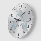 Silberschildkröten Küste Moderne Zahlen Große Wanduhr (Winkel)