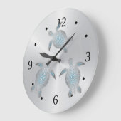 Silberschildkröten Küste Moderne Zahlen Große Wanduhr (Winkel)