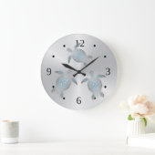 Silberschildkröten Küste Moderne Zahlen Große Wanduhr (Zuhause)