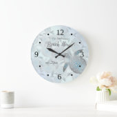 Silberschildkröten Muster Familie Name Küste Große Wanduhr (Zuhause)