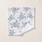 Silberschildkröten Muster Marmor Badhandtuch Set (Waschlappen)