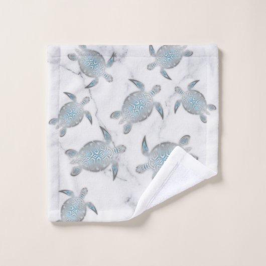 Silberschildkröten Muster Marmor Badhandtuch Set (Waschlappen)