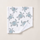 Silberschildkröten Muster Weiße Küste Badhandtuch Set (Waschlappen)