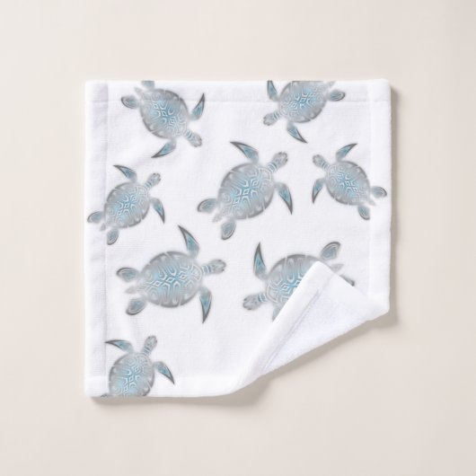 Silberschildkröten Muster Weiße Küste Badhandtuch Set (Waschlappen)