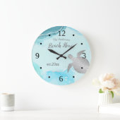 Silberschildkröten Türkis Tinte Familienname Küste Große Wanduhr (Zuhause)