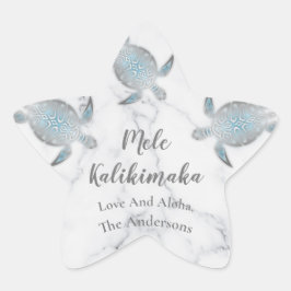 Silberschildkrötenmarmor | Mele Kalikimaka |Weihna Stern-Aufkleber