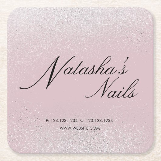 Silberschimmer-Staub und Rosa Rechteckiger Pappuntersetzer (Vorderseite)