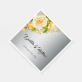 Silberschimmernde und gelbe Rosenhochzeit Serviette (Ecke)