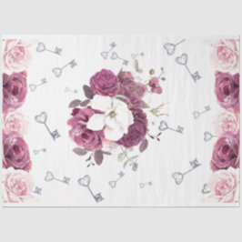 Silberschlüssel und Blumenzwirnpapier Seidenpapier