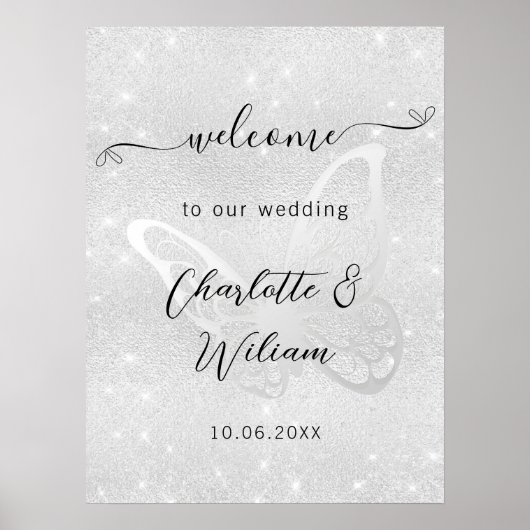 Silberschmetterling-Begrüßung Poster (Vorne)