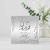 Silberschmuck 25. Hochzeitstag Einladung (Stehend Vorderseite)