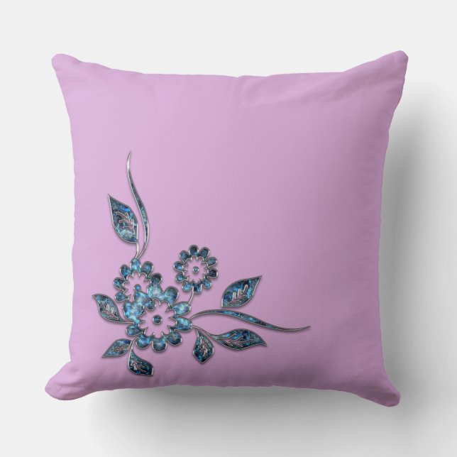 Silberschmuck der blauen Blume Kissen (Vorderseite)