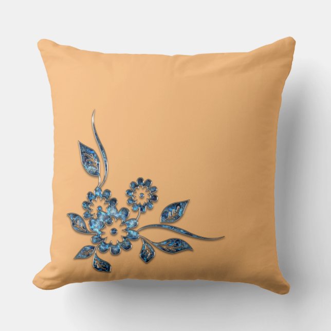 Silberschmuck der blauen Blume Kissen (Vorderseite)