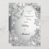 Silberschmuck Engagement Party Chic Glitzer Einladung (Vorne/Hinten)