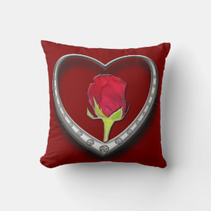 Silberschmuck Valentinherz mit Rote Rose Kissen