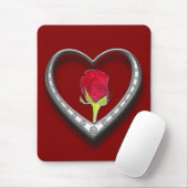 Silberschmuck Valentinherz mit Rote Rose Mousepad (Mit Mouse)