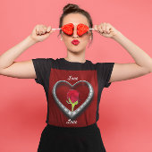 Silberschmuck Valentinherz mit Rote Rose T-Shirt