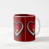 Silberschmuck Valentinherz mit Rote Rose Zweifarbige Tasse (VorderseiteRechts)