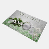 Silberschmuck Weiße Ribbon Weihnachtsschmuck Fußmatte (Schrägansicht)