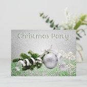 Silberschmuck Weißer Ribbon Weihnachtsfest Party Einladung (Stehend Vorderseite)