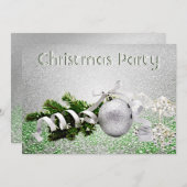 Silberschmuck Weißer Ribbon Weihnachtsfest Party Einladung (Vorne/Hinten)