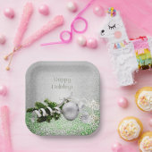 Silberschmuck White Ribbon Weihnachtsdruckplatte Pappteller (Party)