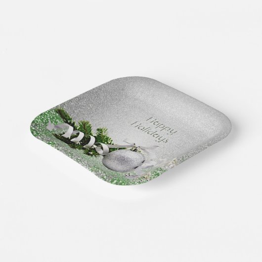 Silberschmuck White Ribbon Weihnachtsdruckplatte Pappteller (Gewinkelt)