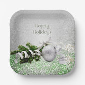 Silberschmuck White Ribbon Weihnachtsdruckplatte Pappteller (Vorderseite)
