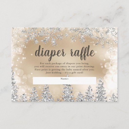 Silberschnee-Pine Gold-Windel-Tombola Begleitkarte (Vorderseite)