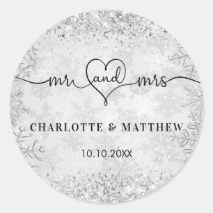 Silberschneebezeichnungen mehr als elegante Winter Runder Aufkleber