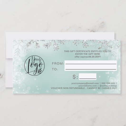 Silberschneeblau Logo-Geschenkgutschein (Rückseite)