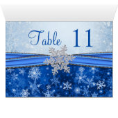 Silberschneeflocke auf blaue Tischnummer (Innenansicht Horizontal (Unten))