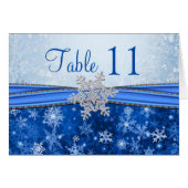 Silberschneeflocke auf blaue Tischnummer (Vorderseite (Horizontal))