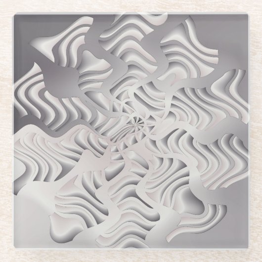 Silberschneeflocke Glasuntersetzer (Vorderseite)