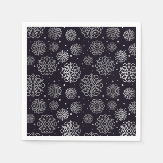 Silberschneeflocke mit Fischskala Serviette (Vorderseite)