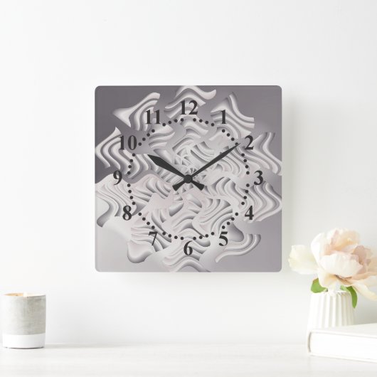 Silberschneeflocke Quadratische Wanduhr (Zuhause)