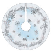 Silberschneeflocke und blaue Wasserfarbe Polyester Weihnachtsbaumdecke (Vorderseite)