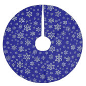 Silberschneeflocken auf blau polyester weihnachtsbaumdecke (Vorderseite)