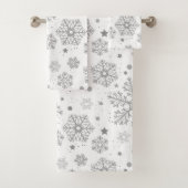 Silberschneeflocken auf weiß badhandtuch set (Insitu)
