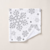 Silberschneeflocken auf weiß badhandtuch set (Waschlappen)