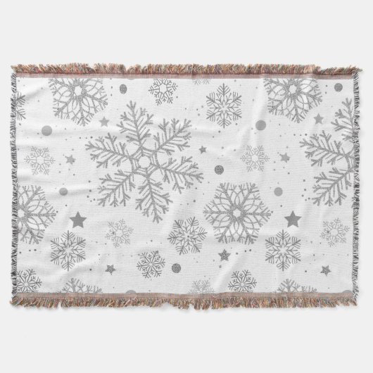 Silberschneeflocken auf weiß decke (Vorderseite)